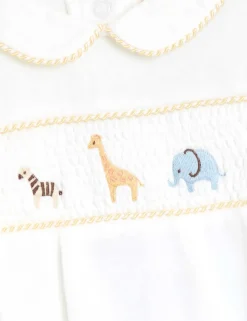 Cotton Rich Velour Safari Sleepsuit (7lbs-9 Mths)
