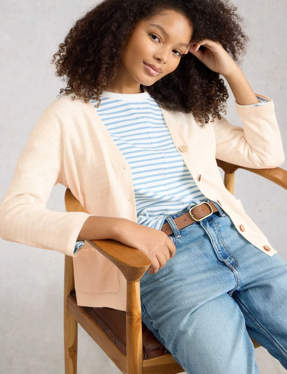 Cotton Rich V-Neck Button Front Cardigan