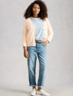Cotton Rich V-Neck Button Front Cardigan