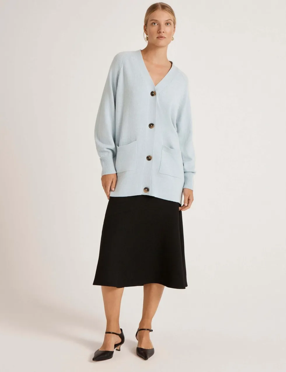 Cotton Rich V-Neck Button Front Cardigan