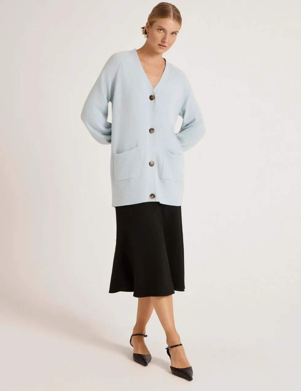 Cotton Rich V-Neck Button Front Cardigan