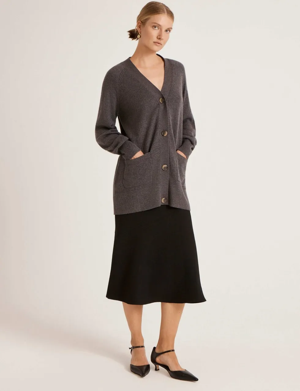 Cotton Rich V-Neck Button Front Cardigan