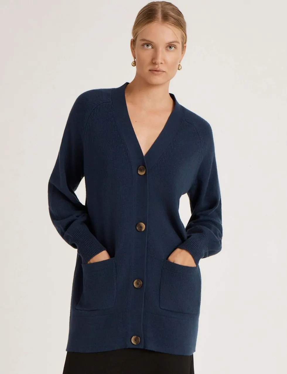 Cotton Rich V-Neck Button Front Cardigan