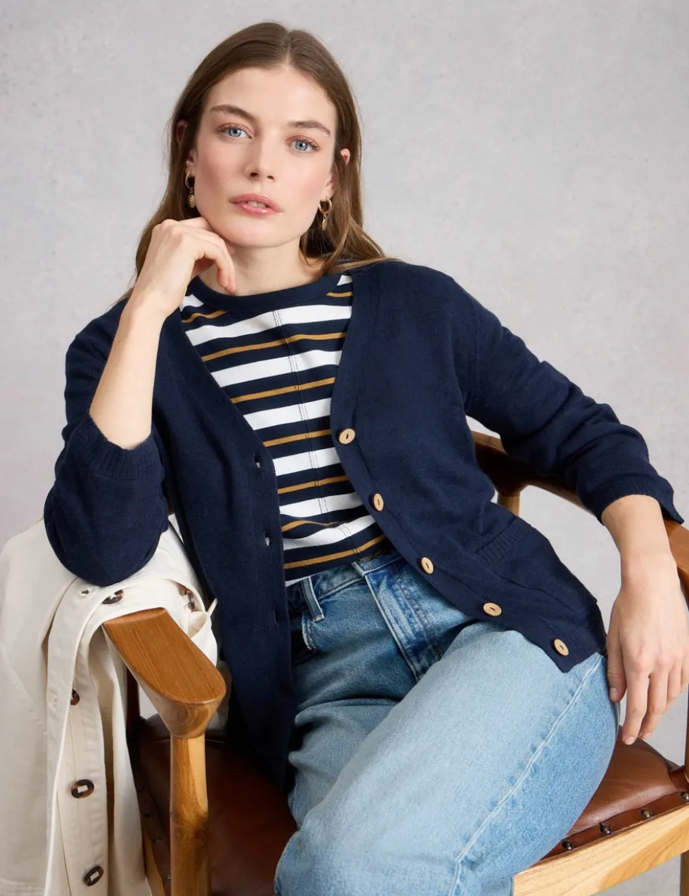 Cotton Rich V-Neck Button Front Cardigan