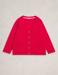 Cotton Rich V-Neck Cardigan with Linen