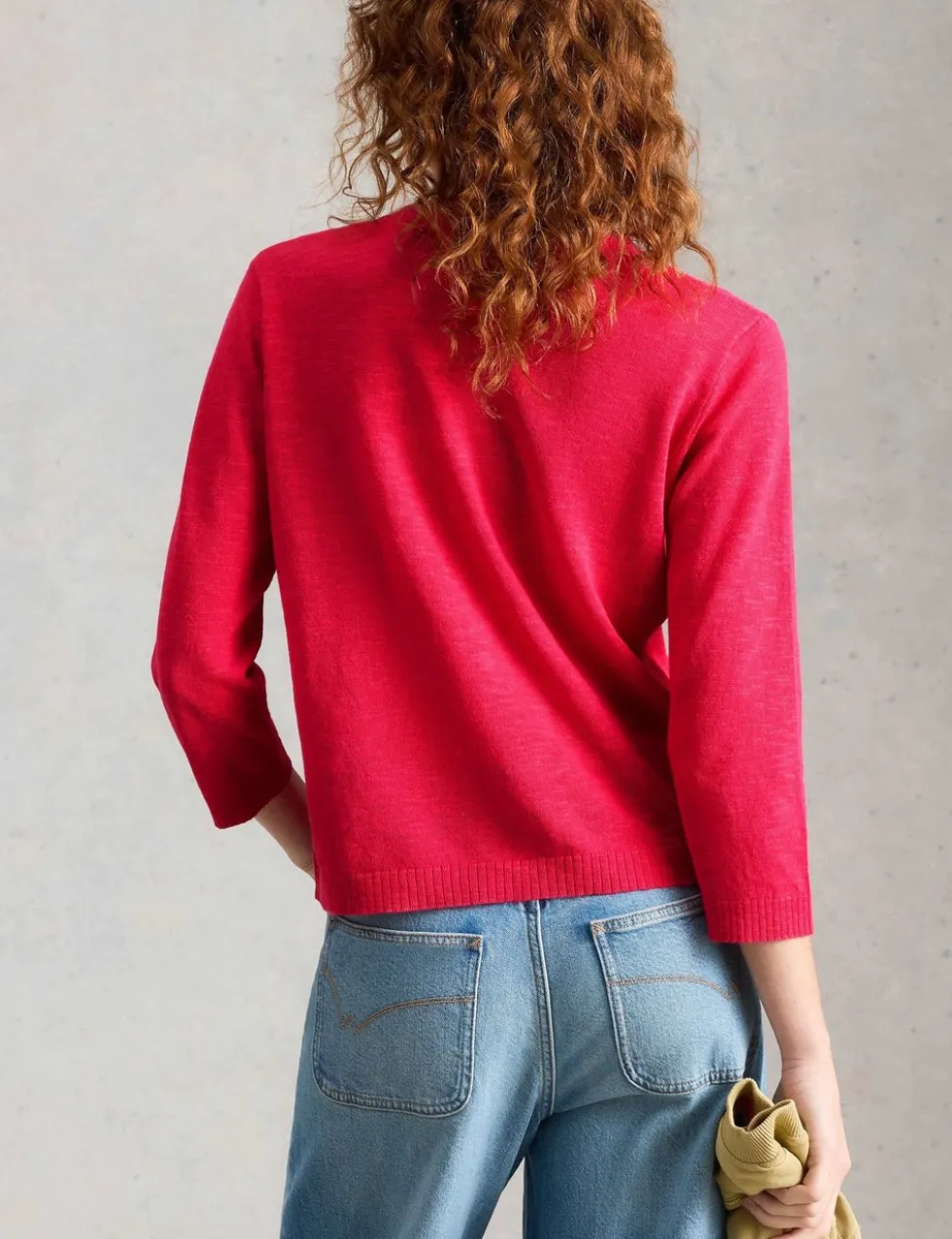 Cotton Rich V-Neck Cardigan with Linen