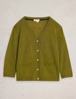 Cotton Rich V-Neck Cardigan with Linen