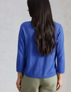 Cotton Rich V-Neck Cardigan with Linen