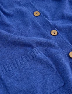 Cotton Rich V-Neck Cardigan with Linen