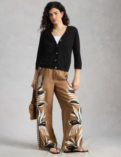 Cotton Rich V-Neck Cardigan with Linen
