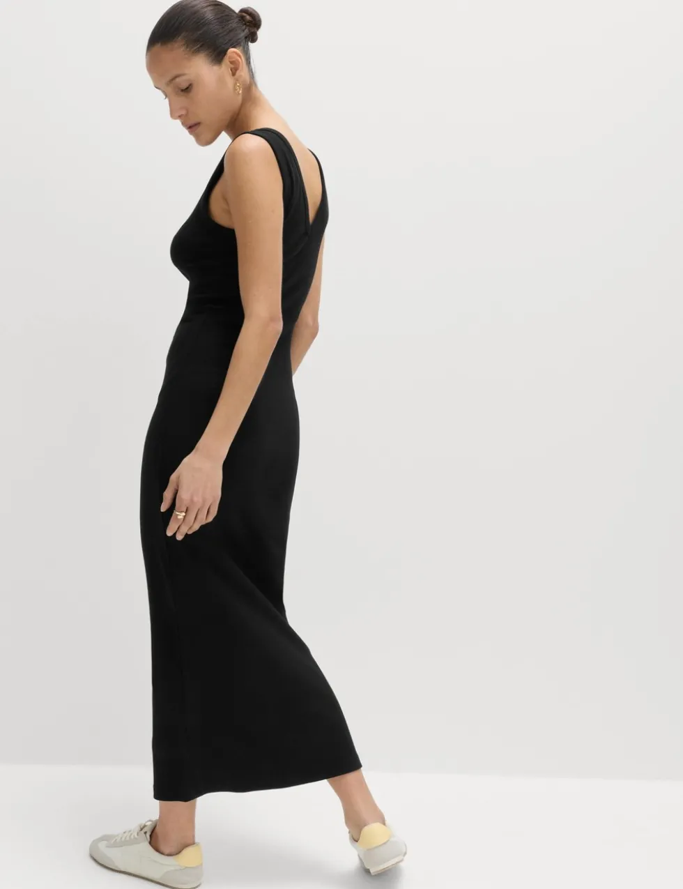 Cotton Rich V-Neck Midi Column Dress