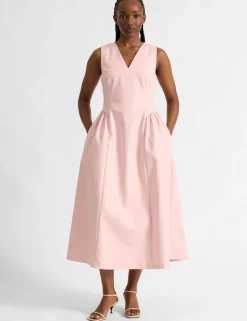 Cotton Rich V-Neck Midi Skater Dress