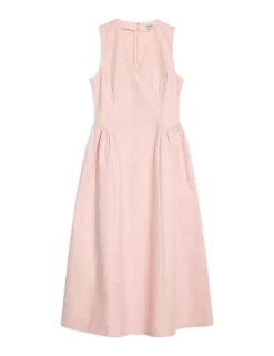Cotton Rich V-Neck Midi Skater Dress