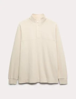 Cotton Rich Waffle Funnel Neck Sweatshirt