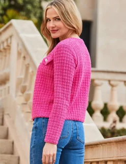 Cotton Rich Waffle Knit Sparkly Cardigan