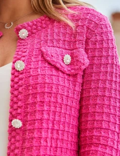 Cotton Rich Waffle Knit Sparkly Cardigan