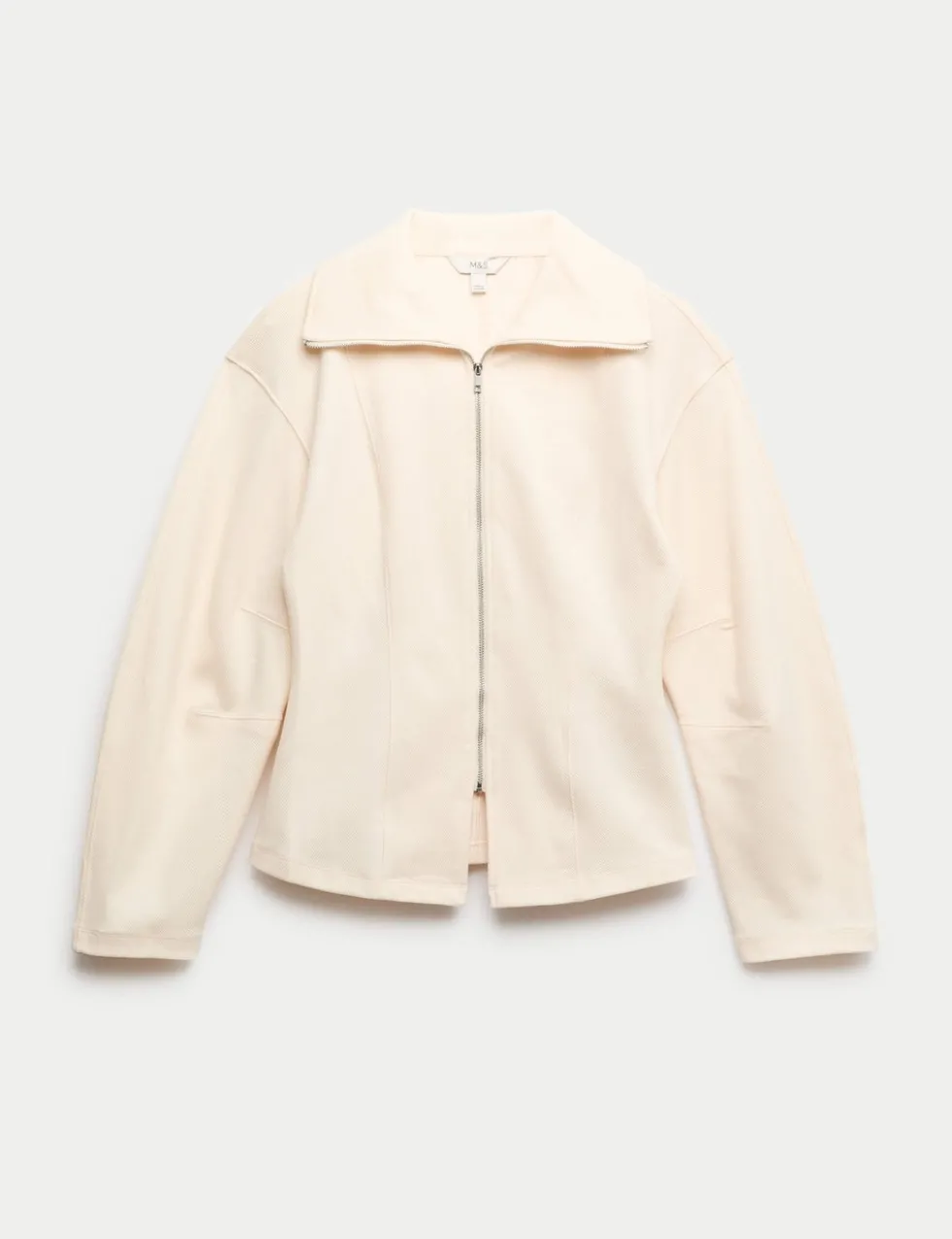 Cotton Rich Waisted Zip Through Sweatshirt