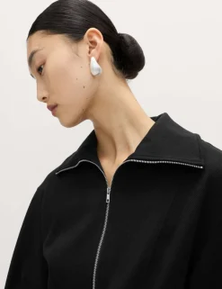 Cotton Rich Waisted Zip Through Sweatshirt