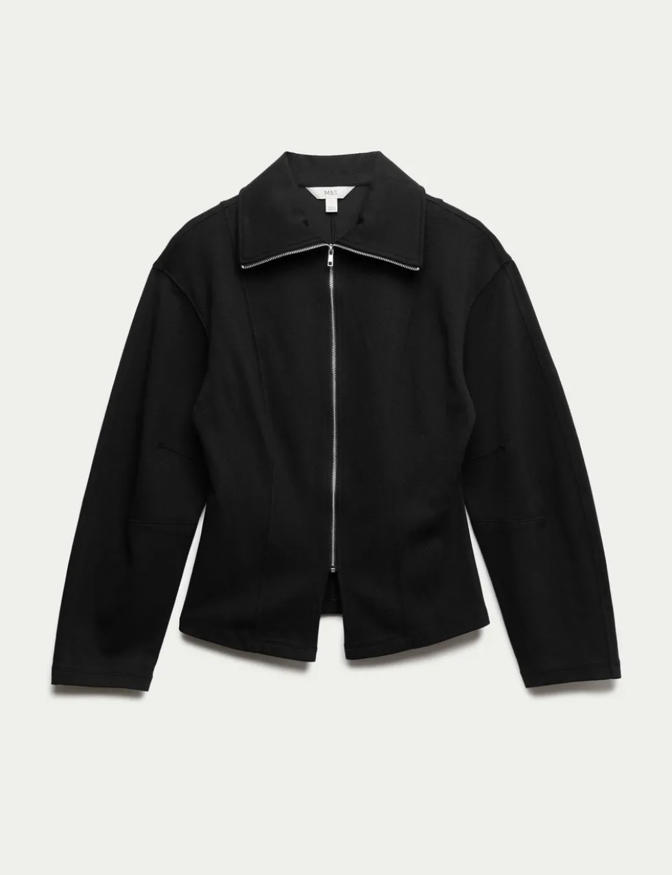 Cotton Rich Waisted Zip Through Sweatshirt