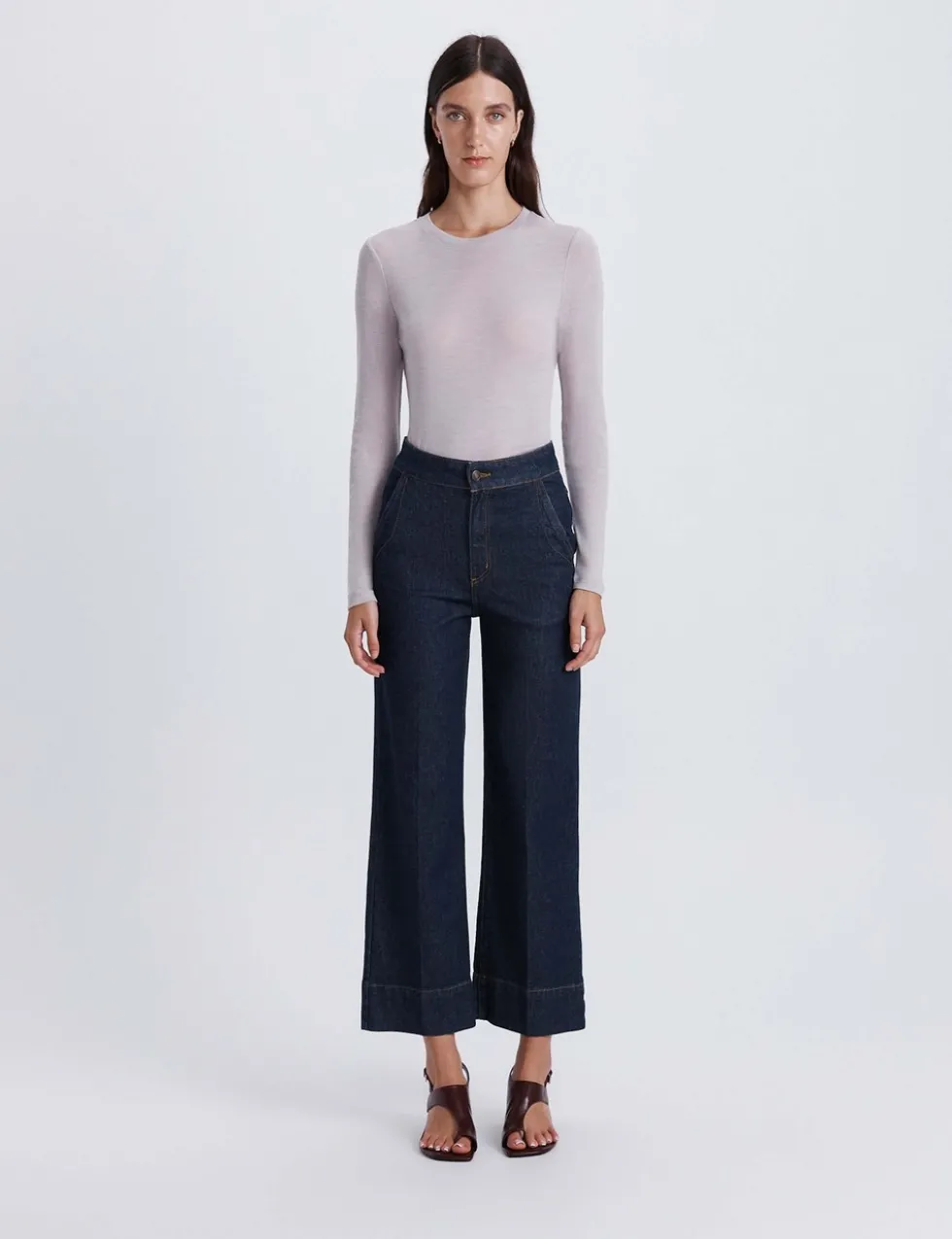 Cotton Rich Wide Leg Ankle Grazer Jeans