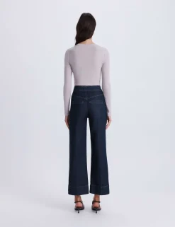 Cotton Rich Wide Leg Ankle Grazer Jeans