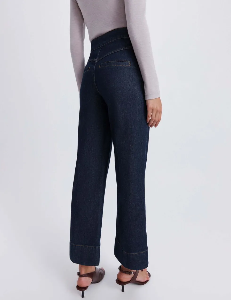 Cotton Rich Wide Leg Ankle Grazer Jeans
