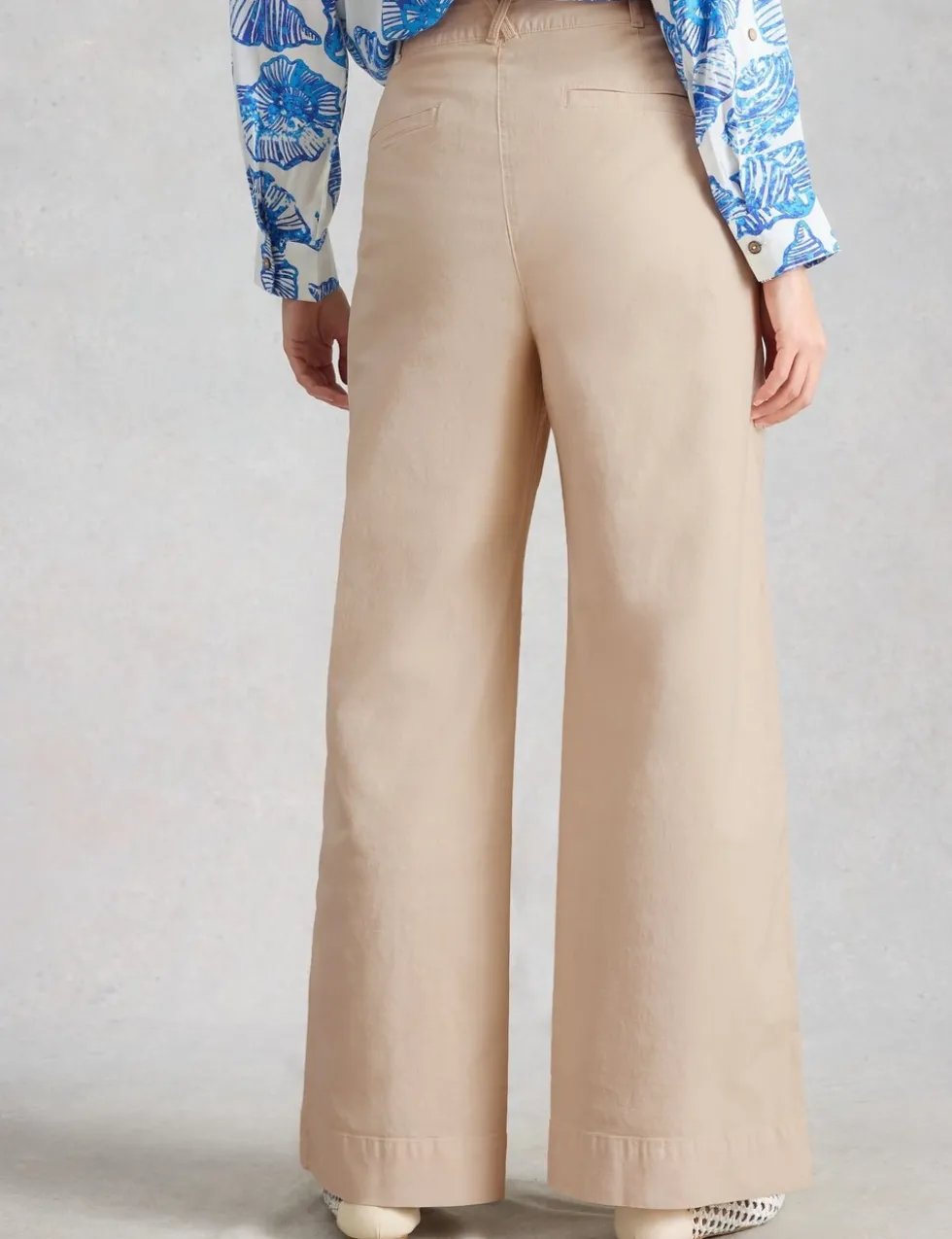 Cotton Rich Wide Leg Chinos with Linen