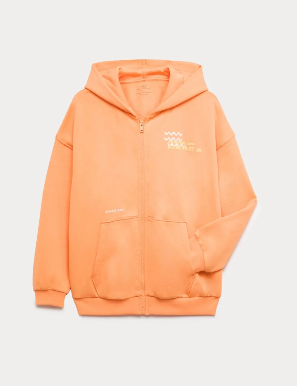 Cotton Rich Zip Through Wave Graphic Hoodie (6-16 Yrs)