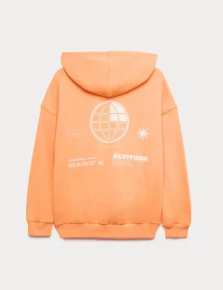 Cotton Rich Zip Through Wave Graphic Hoodie (6-16 Yrs)