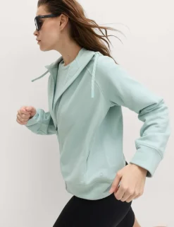 Cotton Rich Zip Up Relaxed Hoodie