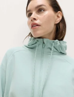Cotton Rich Zip Up Relaxed Hoodie