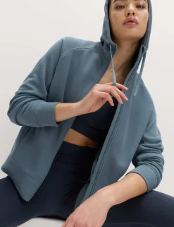 Cotton Rich Zip Up Relaxed Hoodie