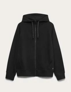 Cotton Rich Zip Up Relaxed Hoodie