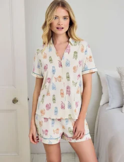 Cotton Righ Rainbow Cockapoo Print Short Pyjama Set