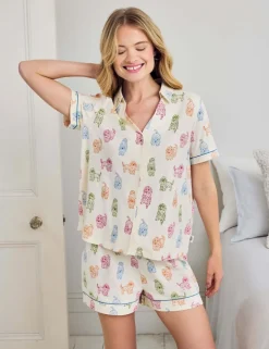 Cotton Righ Rainbow Cockapoo Print Short Pyjama Set