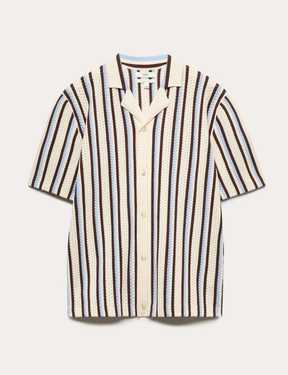 Cotton Textured Striped Knitted Polo Shirt