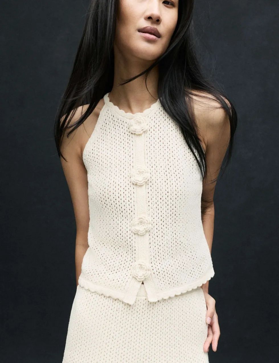 Cotton-Blend Textured Mini Knitted Skirt