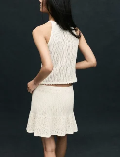 Cotton-Blend Textured Mini Knitted Skirt