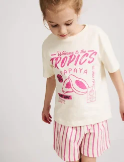 Cotton-Rich Papaya T-Shirt and Shorts (2-8 Yrs)