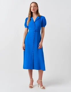 Crepe Button Through Midi Shirt Dress