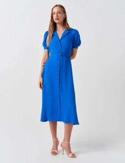 Crepe Button Through Midi Shirt Dress