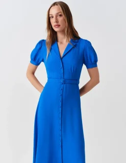 Crepe Button Through Midi Shirt Dress