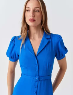 Crepe Button Through Midi Shirt Dress