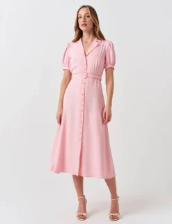 Crepe Button Through Midi Shirt Dress