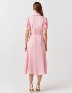 Crepe Button Through Midi Shirt Dress