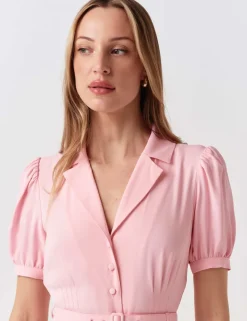 Crepe Button Through Midi Shirt Dress