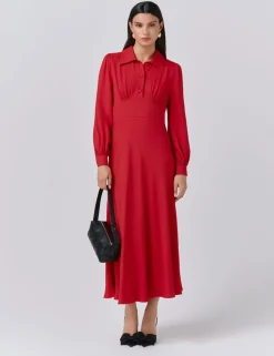 Crepe Collared Midi Dress