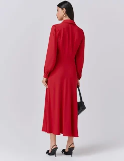 Crepe Collared Midi Dress