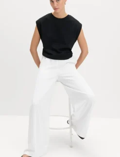 Crepe Elasticated Waist Wide Leg Trousers