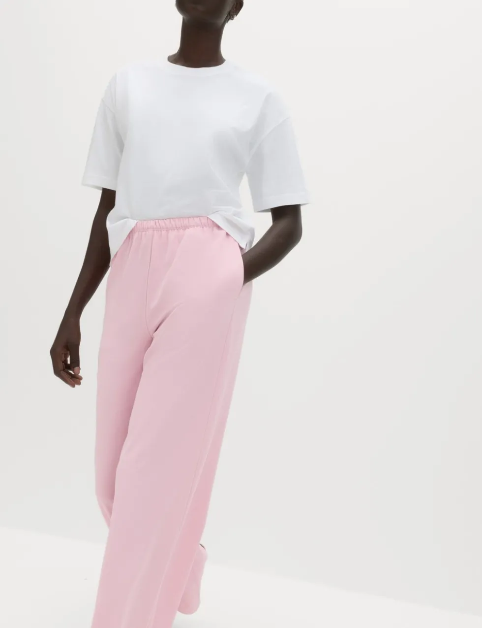 Crepe Elasticated Waist Wide Leg Trousers